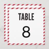 Pink Carnival Stripe Table Number Card 招待状 (正面/裏面)