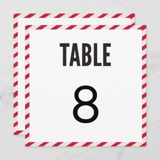 Pink Carnival Stripe Table Number Card 招待状 (正面/裏面)