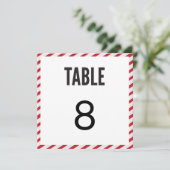 Pink Carnival Stripe Table Number Card 招待状 (スタンド正面)