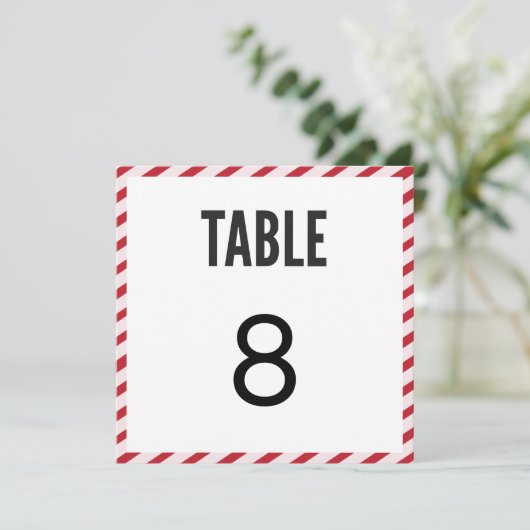 Pink Carnival Stripe Table Number Card 招待状 (スタンド正面)
