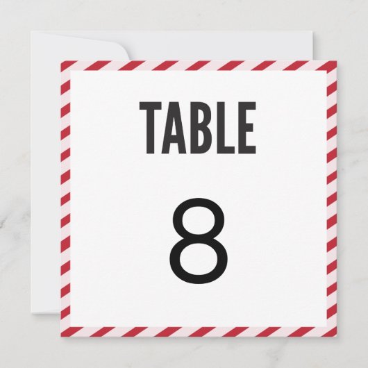 Pink Carnival Stripe Table Number Card 招待状 (正面)