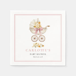 Pink Carriage Welcome Baby Shower Napkin スタンダードカクテルナプキン
