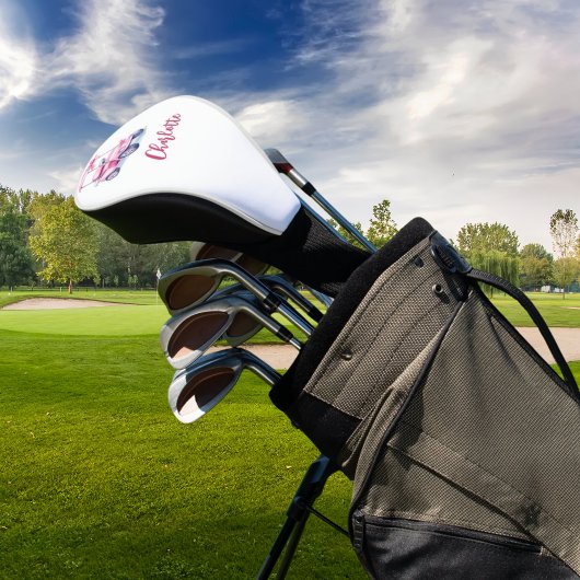 Pink cart monogramスクリプト ゴルフヘッドカバー