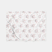 Pink Cartoon Cat Pattern with Stars and Pet Name  フリースブランケット (正面(横))