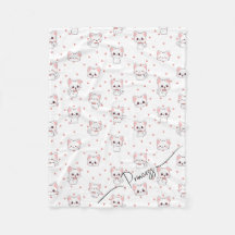 Pink Cartoon Cat Pattern with Stars and Pet Name 