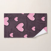 Pink Cartoon Hearts on Dark Grunge Texture バスタオルセット (ハンドタオル)