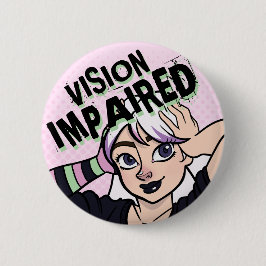 Pink Cartoon Punk Girl Vision Impaired 缶バッジ
