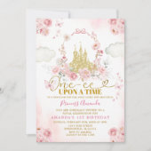 Pink Castle Princess One-ce Upon A Time Birthday 招待状 (正面)