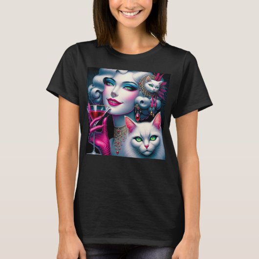 Pink Cat Lady Tシャツ (正面)