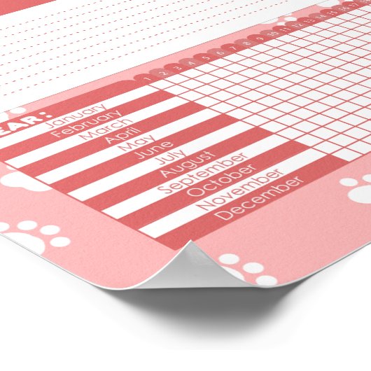 Pink Cat Paw Print Clusics Trackerポスター ポスター (角)