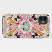 Pink CATS caleidoscope black birds万華鏡のように千変万化するパター Case-Mate iPhoneケース (裏面(横))