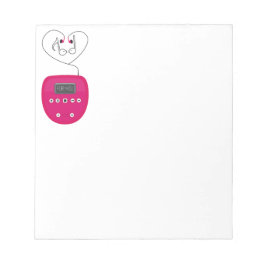 Pink CD Player with Earphones Kissing ノートパッド