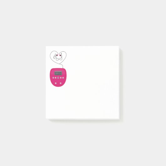 Pink CD Player with Earphones Kissing ポストイット (正面)