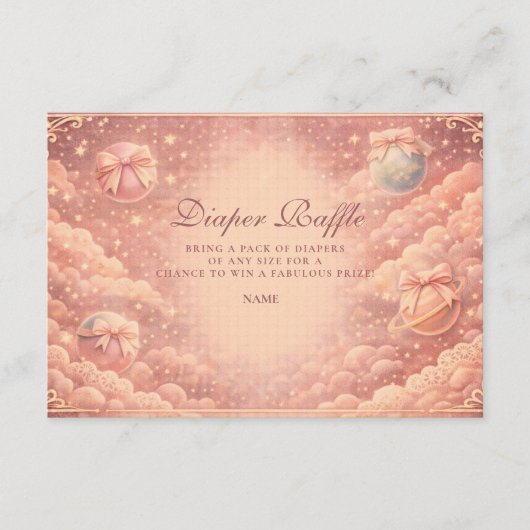 Pink Celestial Bows Clouds Diapper Raffle エンクロージャーカード (正面)