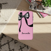 Pink Cell Phone Case with Black Bow and CustomName Case-Mate iPhoneケース