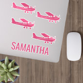 Pink Cessna Airplane Girly Chic Fun Custom シール