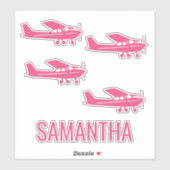 Pink Cessna Airplane Girly Chic Fun Custom シール (シート)