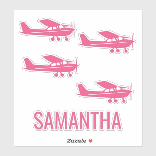 Pink Cessna Airplane Girly Chic Fun Custom シール (シート)