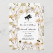 Pink Chamomiles & Bees Piano Recital 招待状 (正面/裏面)