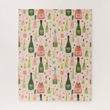 Pink Champagne and Stars Pattern