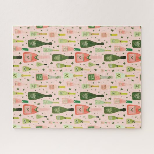 Pink Champagne and Stars Pattern ジグソーパズル (横)