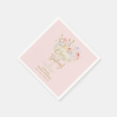 Pink Champagne Bridal Shower スタンダードカクテルナプキン (角)