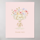 Pink Champagne Bridal Shower Cards and Gifts Sign  ポスター (正面)