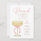 Pink Champagne Brunch & Bubbly Bridal Shower 招待状 (正面)