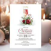 Pink Champagne Christmas Dinner and Drinks 招待状