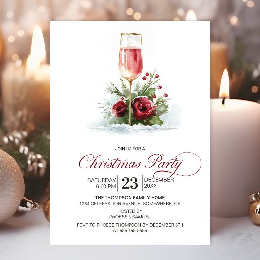 Pink Champagne Christmas Party 招待状