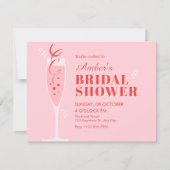 Pink champagne cocktail bridal shower 招待状 (正面)