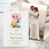 Pink Champagne Glass 10th Wedding Anniversary 招待状