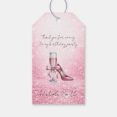 Pink Champagne Glass Aged To Perfection Birthday ギフトタグ (裏面)