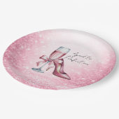 Pink Champagne Glass Aged To Perfection Birthday ペーパープレート (アングル)