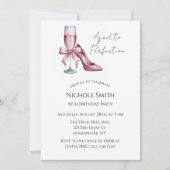 Pink Champagne Glass Aged To Perfection Birthday 招待状 (正面)