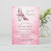 Pink Champagne Glass Aged To Perfection Birthday 招待状 (スタンド正面)