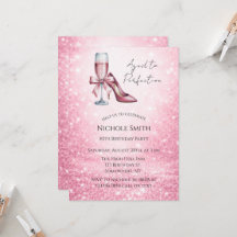 Pink Champagne Glass Aged To Perfection Birthday