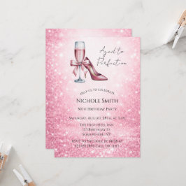 Pink Champagne Glass Aged To Perfection Birthday 招待状