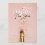 Pink Champagne Happy New Year Party 招待状 (正面)