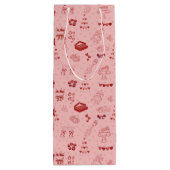 Pink Champagne Tower Galentine Doodle Pattern ワインギフトバッグ (裏面)