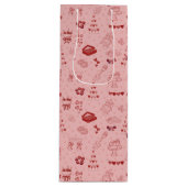 Pink Champagne Tower Galentine Doodle Pattern ワインギフトバッグ (正面)