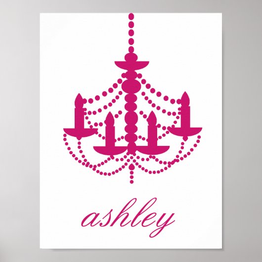 Pink Chandelier Name Wall Art ポスター (正面)