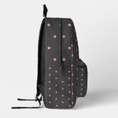 Pink & Charcoal Polka Dot Backpack – Modern Style プリントバックパック (左)