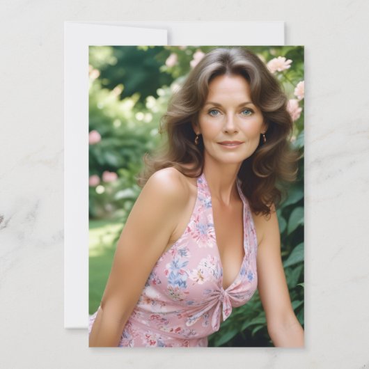 Pink Charming Ancient Cityscape Oval Translucent 招待状 (裏面)