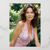 Pink Charming Ancient Cityscape Oval Translucent 箔招待状 (裏面)