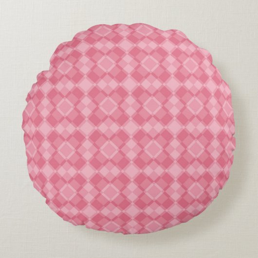 Pink Checker Argyle Pattern ラウンドクッション (正面)
