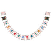 Pink Checkerboard Merry & Bright Bunting Banner バンティングフラッグ (全)