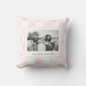 Pink Checkerboard Personalized Photo クッション (正面)