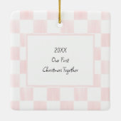 Pink Checkerboard Personalized Photo セラミックオーナメント (裏面)