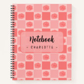 Pink Checkered Floral ノートブック (正面)
